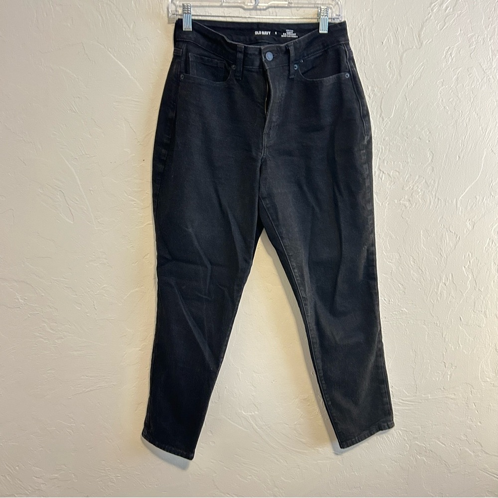 Women's Old Navy Black Jeans High Rise Curvy OG Straight Slim Pockets Size 6